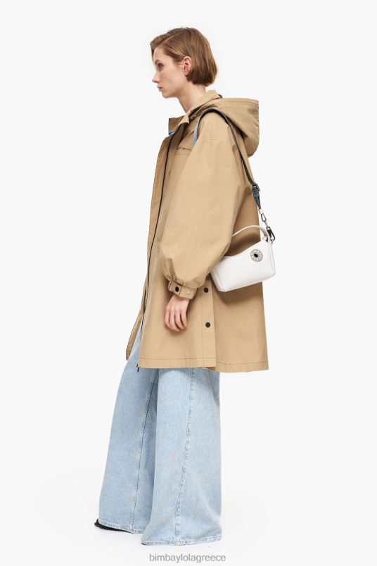 αξεσουάρ Bimba Y Lola δερμάτινη τσάντα hobo L2L2853 άσπρο