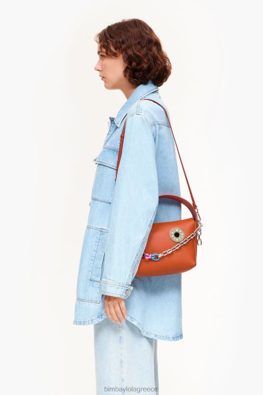 αξεσουάρ Bimba Y Lola δερμάτινη τσάντα hobo L2L2855 τούβλο