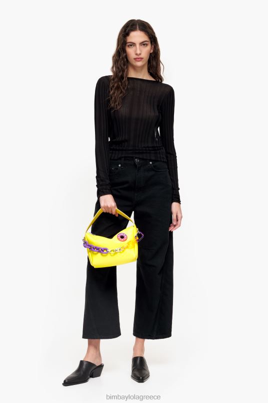 αξεσουάρ Bimba Y Lola δερμάτινη τσάντα hobo L2L2857 κίτρινος