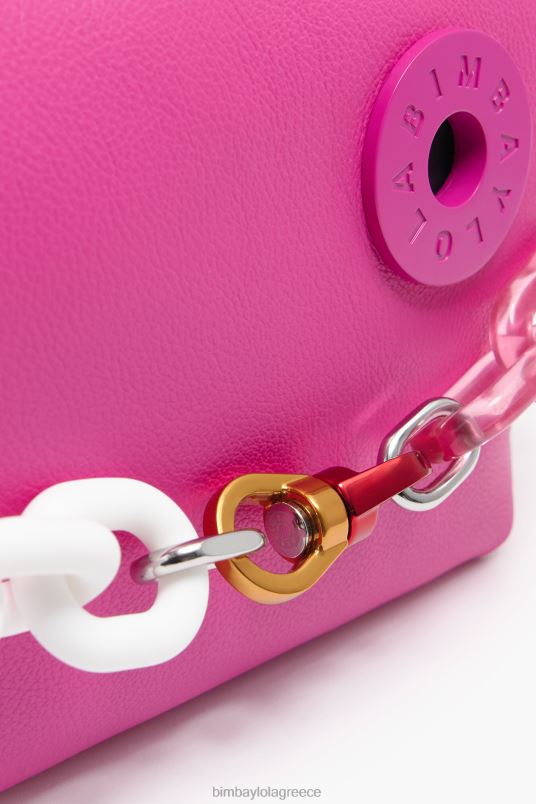 αξεσουάρ Bimba Y Lola δερμάτινη τσάντα hobo L2L2858 φουξία