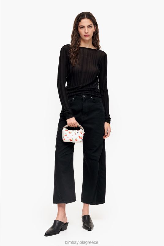 αξεσουάρ Bimba Y Lola δερμάτινη τσάντα hobo με στάμπα κεράσι L2L2859 άσπρο