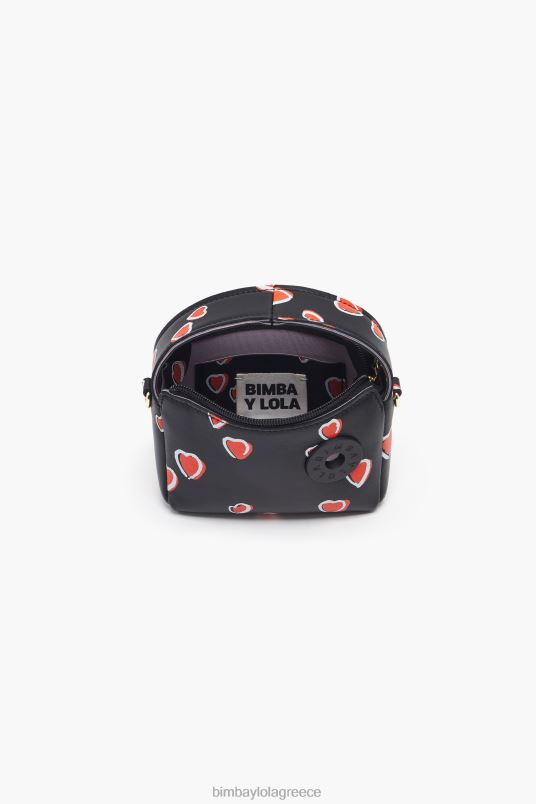 αξεσουάρ Bimba Y Lola τσάντα hobo δερμάτινη καρδιά L2L2860 μαύρος