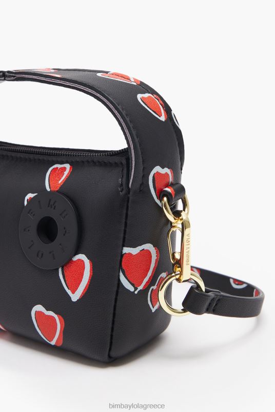 αξεσουάρ Bimba Y Lola τσάντα hobo δερμάτινη καρδιά L2L2860 μαύρος