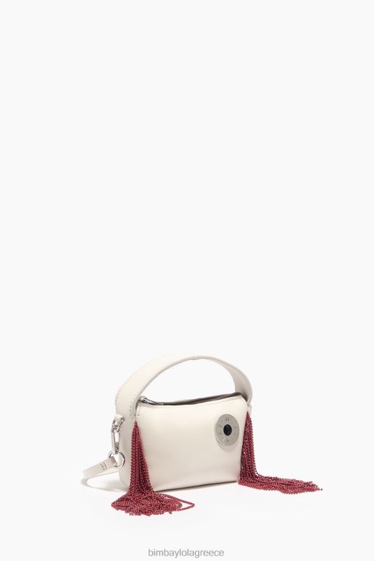 αξεσουάρ Bimba Y Lola δερμάτινη τσάντα hobo L2L2861 υπόλευκο