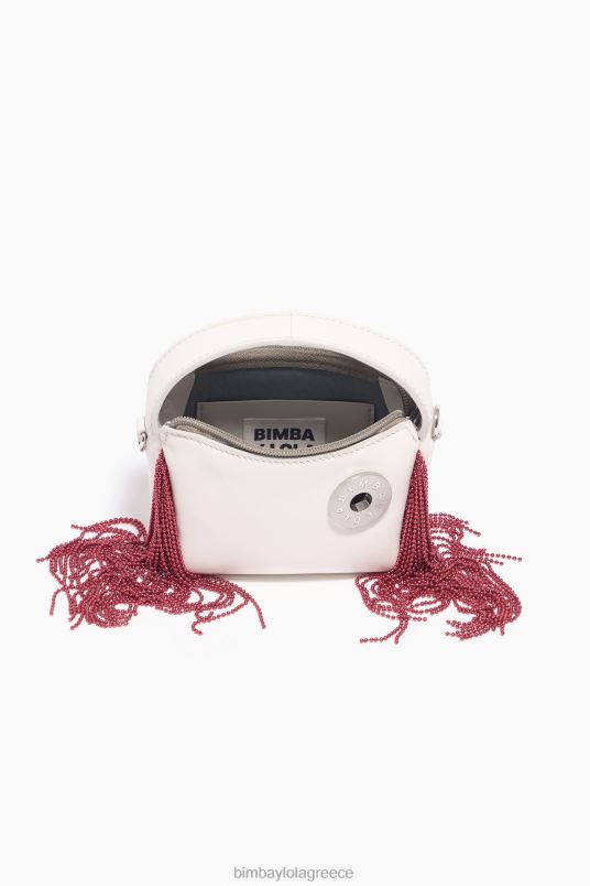 αξεσουάρ Bimba Y Lola δερμάτινη τσάντα hobo L2L2861 υπόλευκο