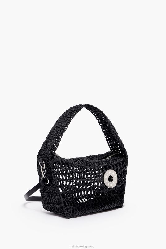 αξεσουάρ Bimba Y Lola raffia hobo bag L2L286 μαύρος