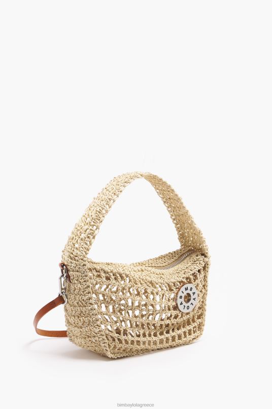 αξεσουάρ Bimba Y Lola raffia hobo bag L2L287 φυσικός