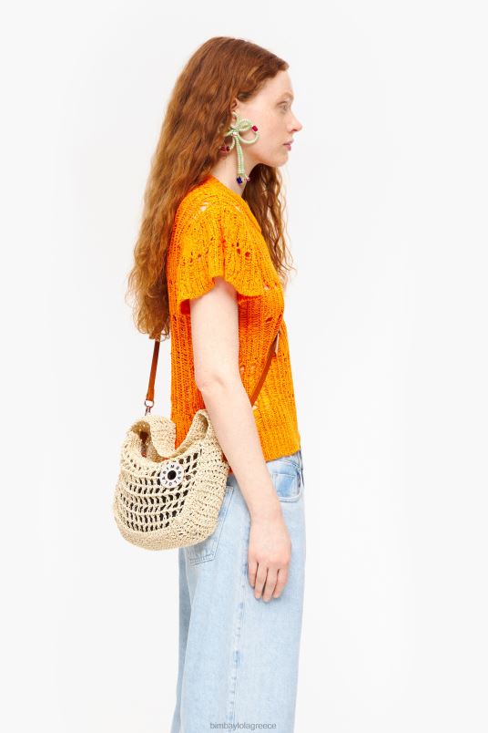 αξεσουάρ Bimba Y Lola raffia hobo bag L2L287 φυσικός