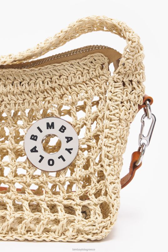 αξεσουάρ Bimba Y Lola raffia hobo bag L2L287 φυσικός