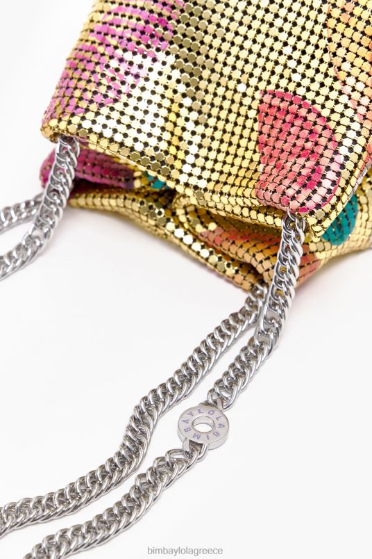 αξεσουάρ Bimba Y Lola τσάντα κουβά τσάντα με εμπριμέ εμπριμέ μείγμα μπανανών L2L28146 χρυσαφένιος