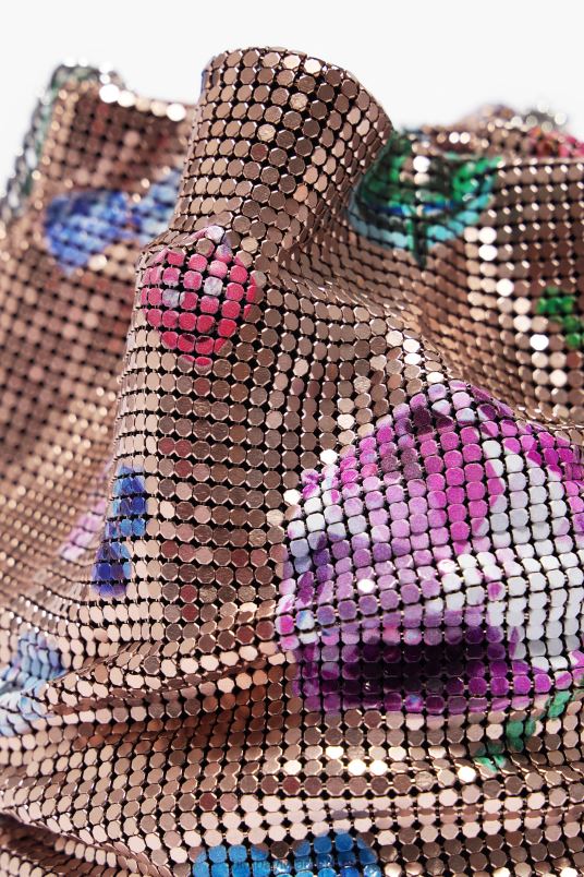 αξεσουάρ Bimba Y Lola πεσμένα κοσμήματα εκτύπωσης διχτυωτό κουβά τσάντα L2L28147 χρυσαφένιος