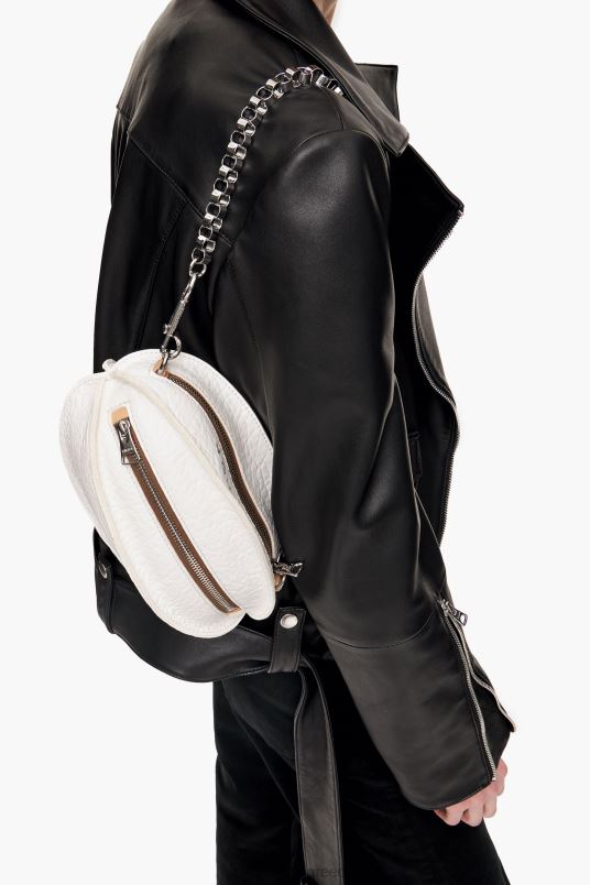 αξεσουάρ Bimba Y Lola δερμάτινη τσάντα pelota L2L28140 άσπρο