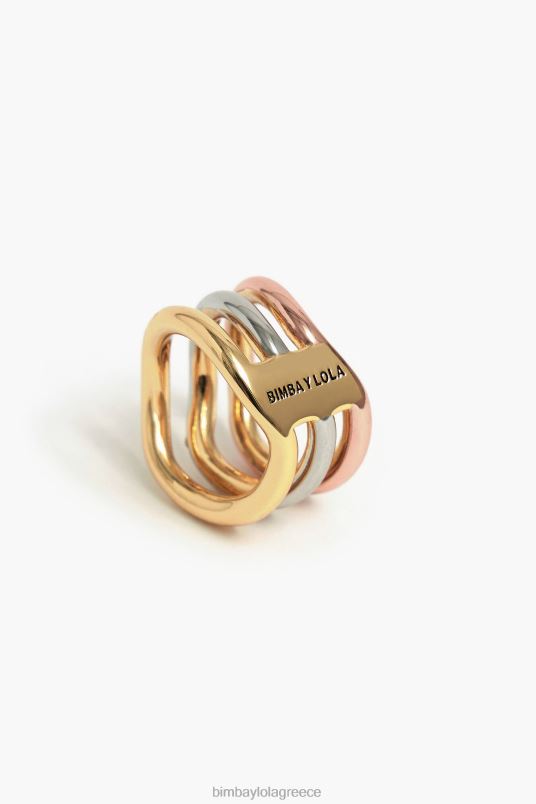 αξεσουάρ Bimba Y Lola τρίχρωμο δαχτυλίδι L2L28738 κρυστάλλους