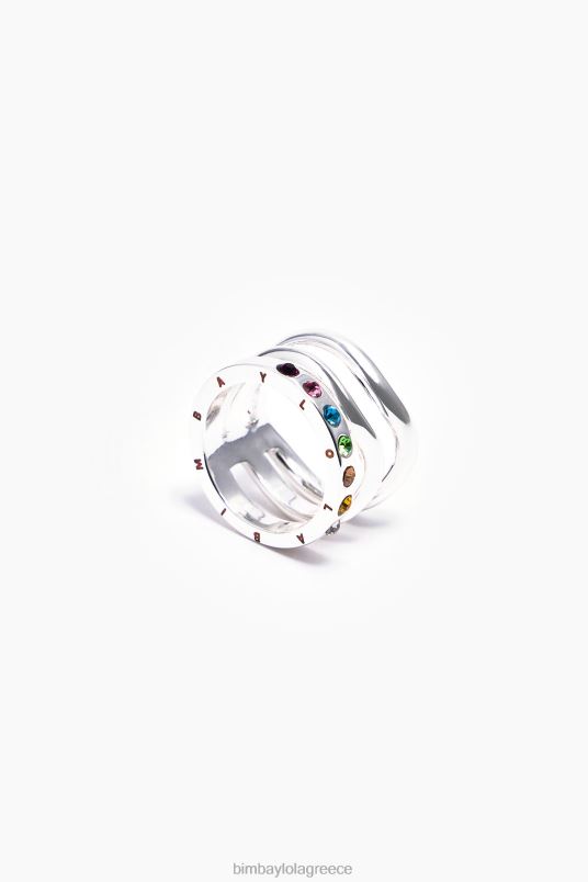 αξεσουάρ Bimba Y Lola δαχτυλίδι κρυστάλλων τριών ζωνών L2L28842 πολύχρωμο