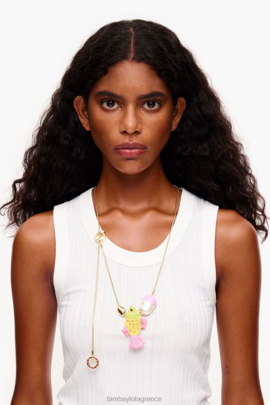 αξεσουάρ Bimba Y Lola πολύχρωμο κολιέ ράφι L2L28700 ροζ