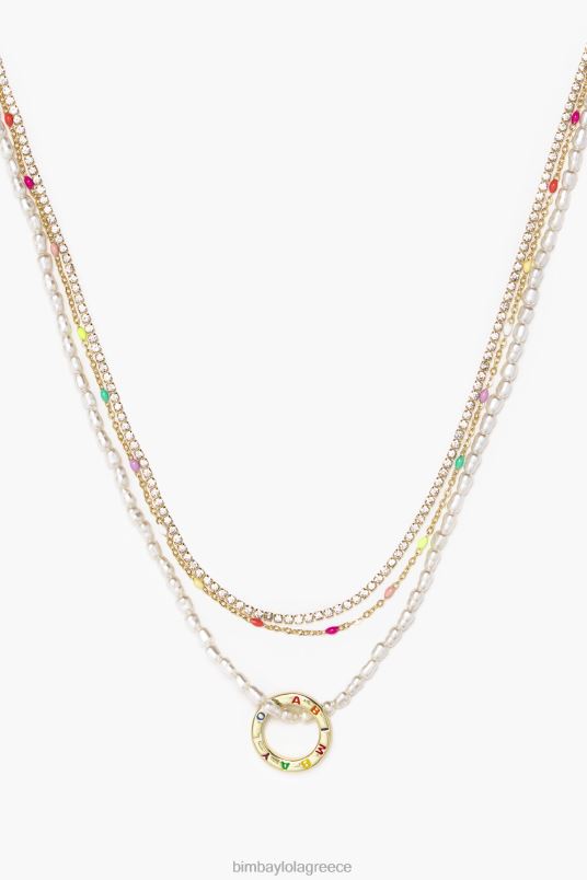 αξεσουάρ Bimba Y Lola κολιέ κοντό και αλυσίδα L2L28714 μαργαριτάρια