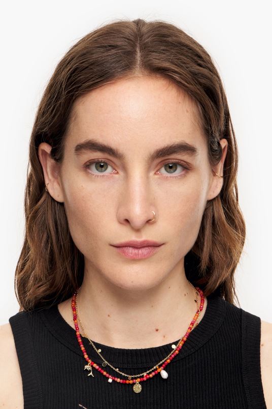 αξεσουάρ Bimba Y Lola κολιέ με κοντές πέτρες δελφίνι L2L28733 κοράλλι