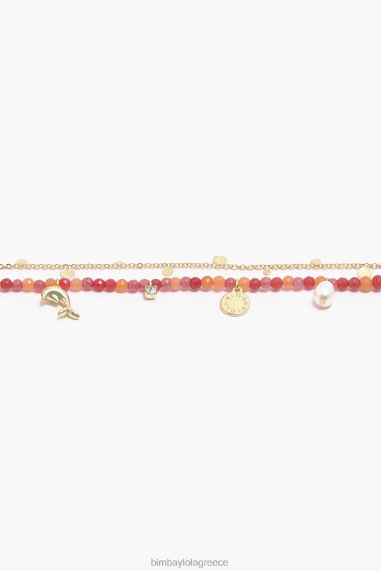 αξεσουάρ Bimba Y Lola κολιέ με κοντές πέτρες δελφίνι L2L28733 κοράλλι
