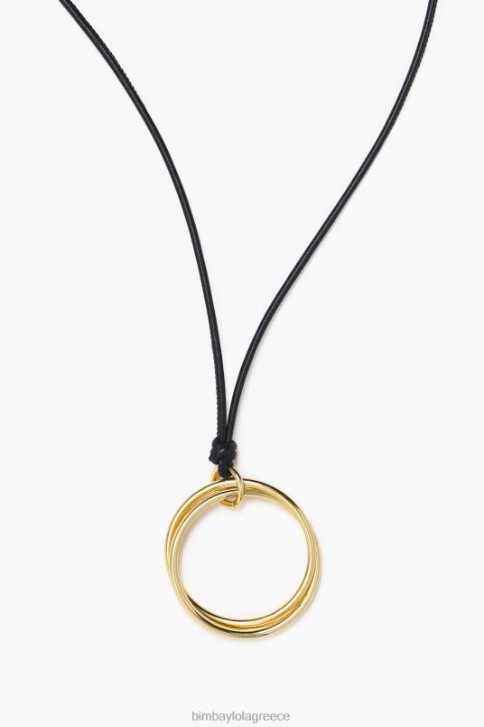 αξεσουάρ Bimba Y Lola κολιέ μακρύ κορδόνι με κρίκους L2L28756 μαύρος