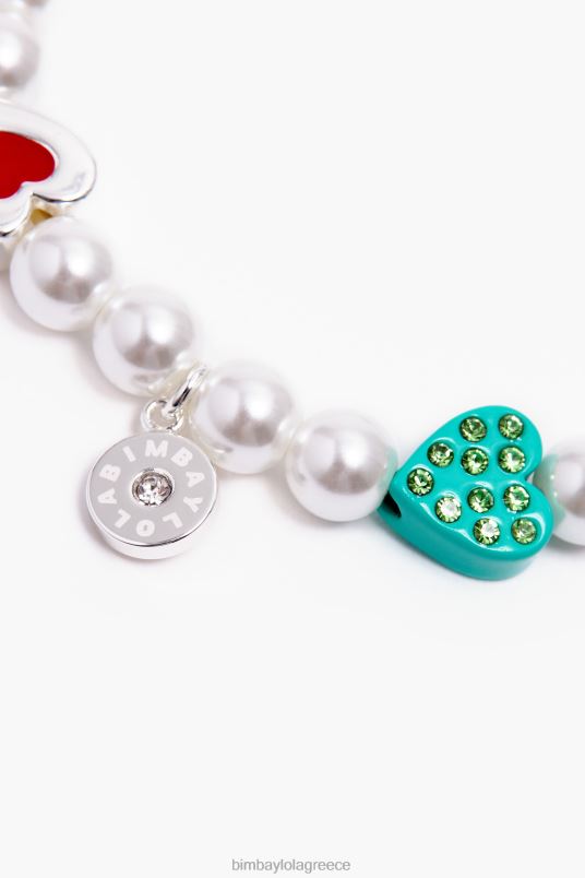 αξεσουάρ Bimba Y Lola κολιέ με μαργαριτάρια L2L28785 πολύχρωμες καρδιές