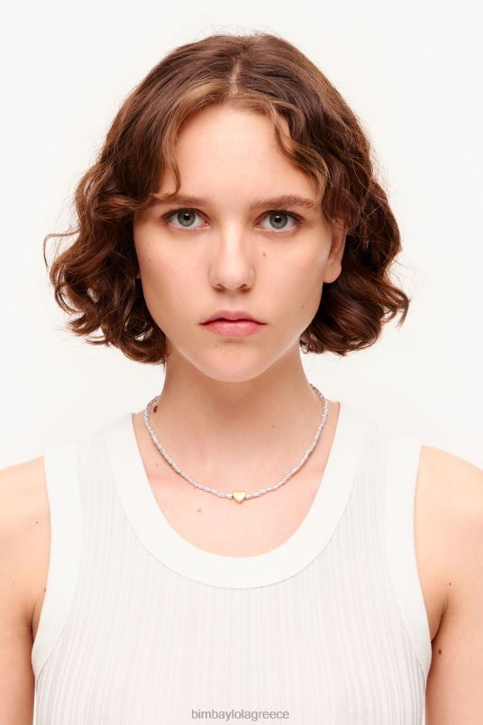 αξεσουάρ Bimba Y Lola κοντό κολιέ καρδιά με πέρλες L2L28788 χρυσαφένιος