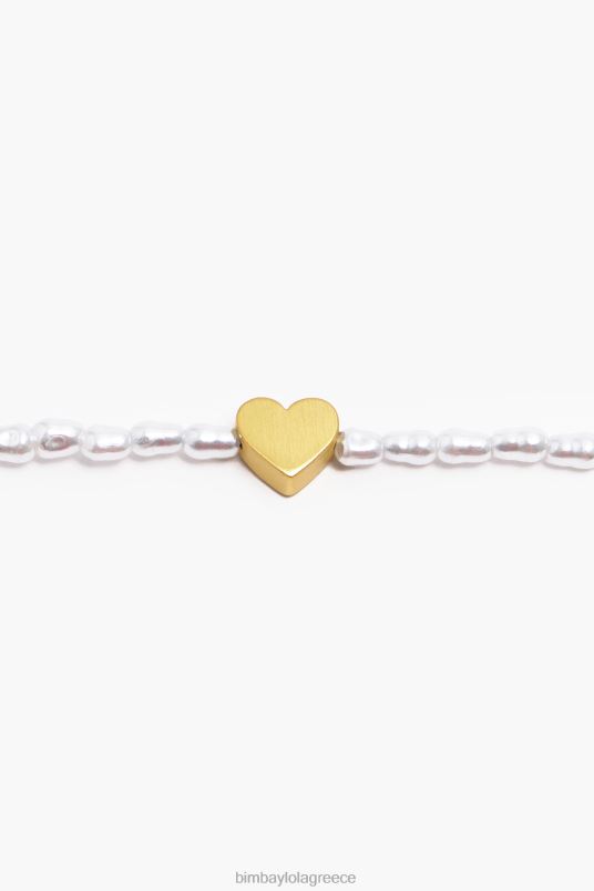 αξεσουάρ Bimba Y Lola κοντό κολιέ καρδιά με πέρλες L2L28788 χρυσαφένιος