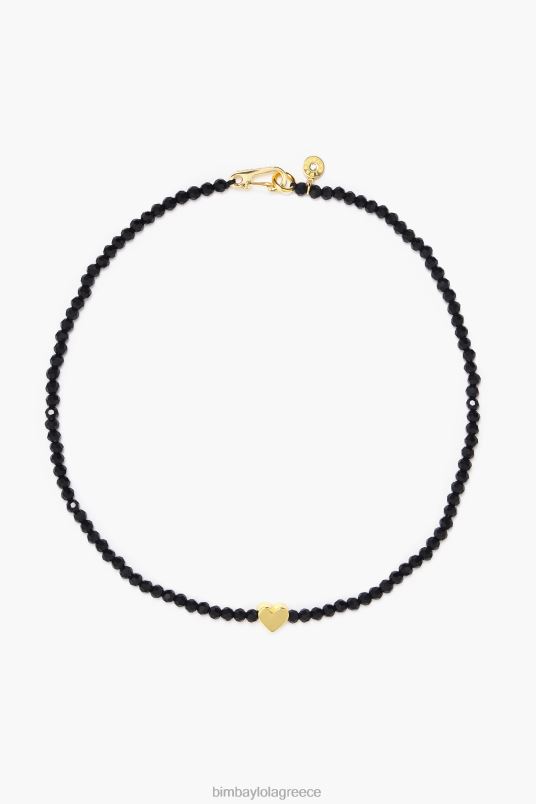 αξεσουάρ Bimba Y Lola κοντό κολιέ με καρδιά και κρύσταλλα L2L28789 χρυσαφένιος