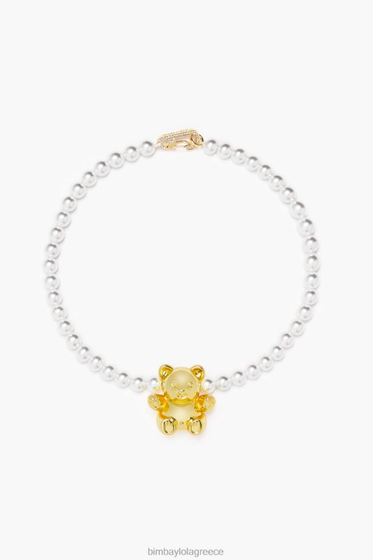 αξεσουάρ Bimba Y Lola κολιέ με μαργαριτάρι αρκουδάκι L2L28795 χρυσαφένιος