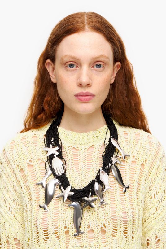 αξεσουάρ Bimba Y Lola κολιέ μακρύ κορδόνι δελφίνια L2L28849 μαύρος