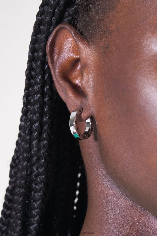 αξεσουάρ Bimba Y Lola σκουλαρίκια κρίκοι με λογότυπο L2L281140 ασήμι