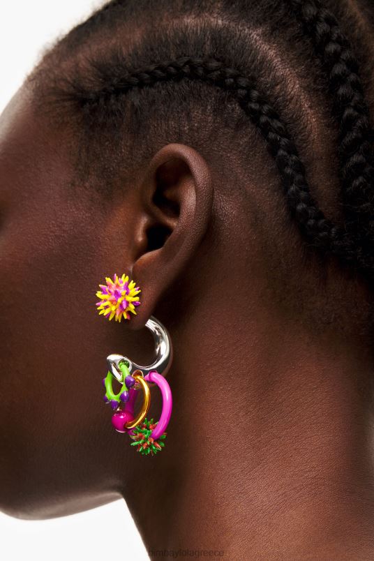 αξεσουάρ Bimba Y Lola σμάλτο σκουλαρίκι κρίκο L2L28674 πολύχρωμο