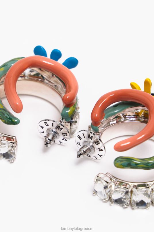 αξεσουάρ Bimba Y Lola λουλούδια μάξι σκουλαρίκια κρίκοι L2L28675 πολύχρωμο