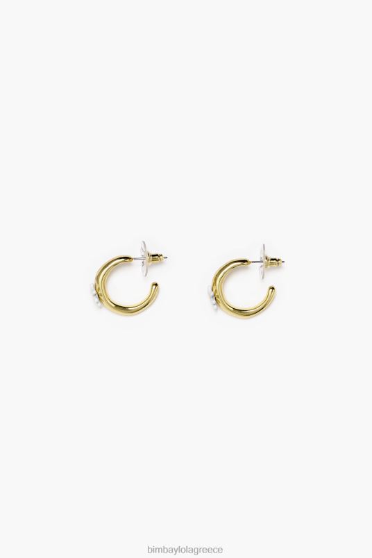 αξεσουάρ Bimba Y Lola χρυσά σκουλαρίκια κρίκοι L2L28676 λουλούδι