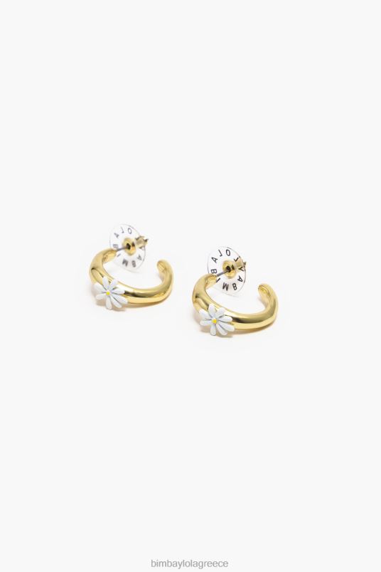 αξεσουάρ Bimba Y Lola χρυσά σκουλαρίκια κρίκοι L2L28676 λουλούδι
