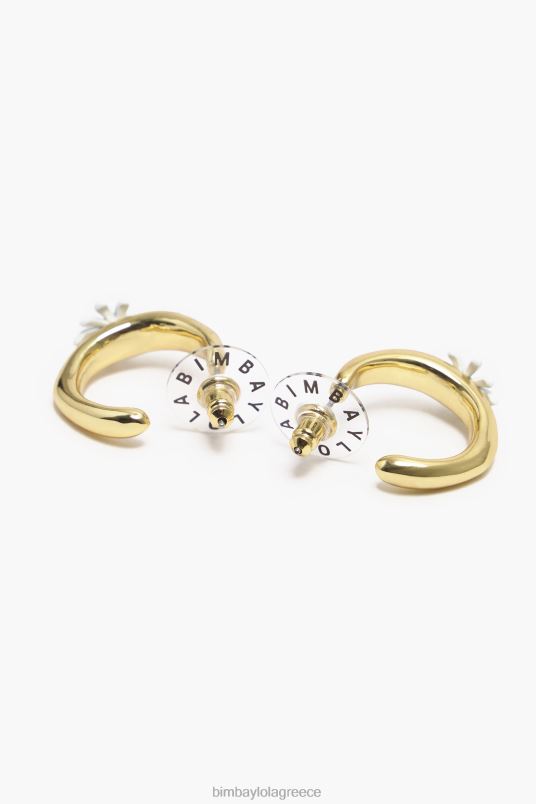 αξεσουάρ Bimba Y Lola χρυσά σκουλαρίκια κρίκοι L2L28676 λουλούδι