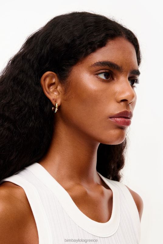 αξεσουάρ Bimba Y Lola χρυσά σκουλαρίκια κρίκοι L2L28678 κρύσταλλο