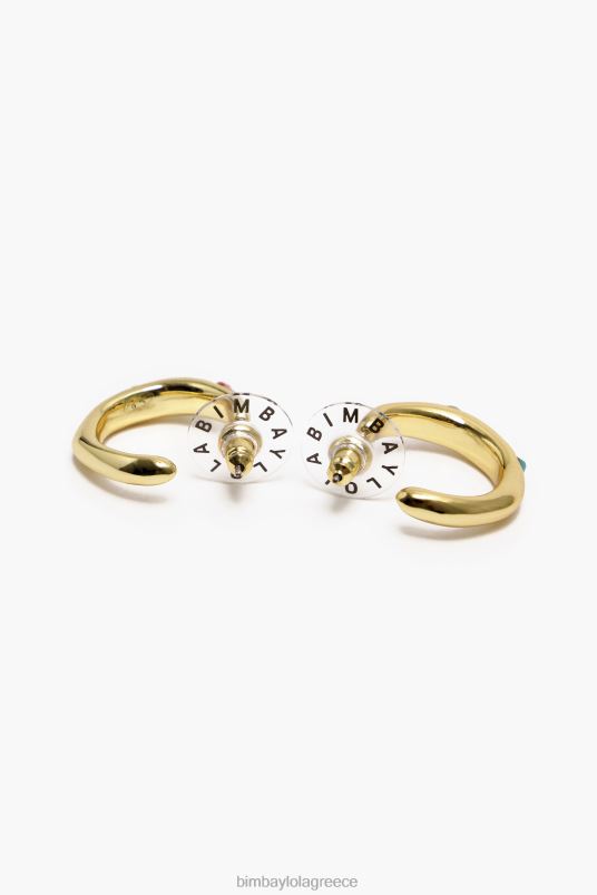 αξεσουάρ Bimba Y Lola χρυσά σκουλαρίκια κρίκοι L2L28678 κρύσταλλο