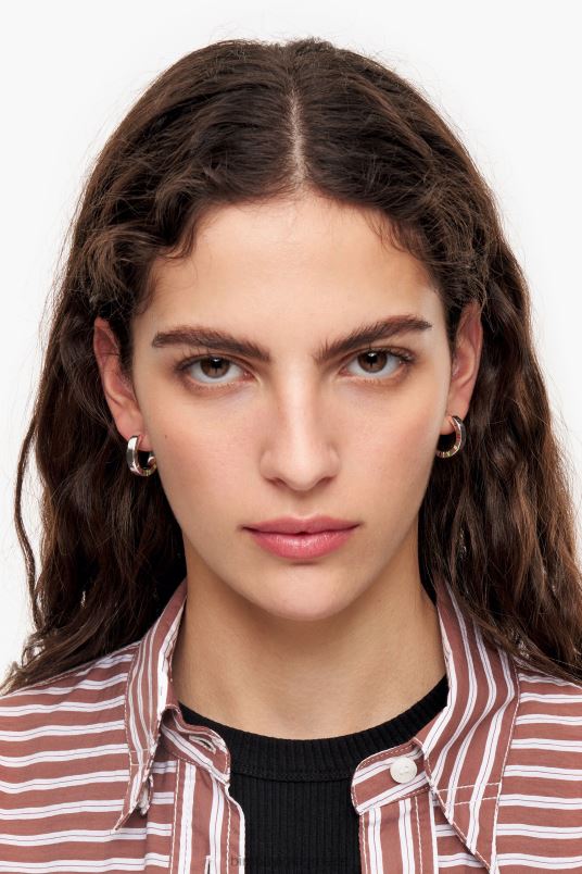 αξεσουάρ Bimba Y Lola σκουλαρίκια κρίκοι με λογότυπο L2L28715 ασημί και πολύχρωμο