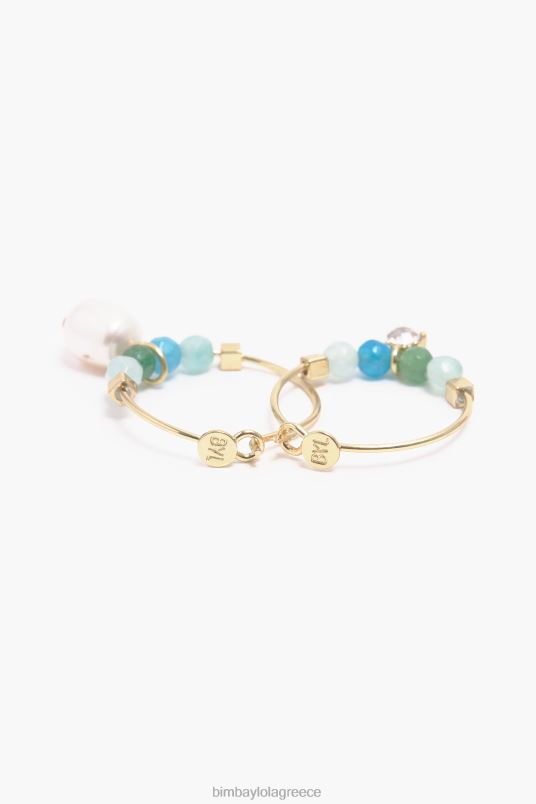 αξεσουάρ Bimba Y Lola σκουλαρίκια κρίκοι με μικρές πέτρες L2L28736 τουρκουάζ