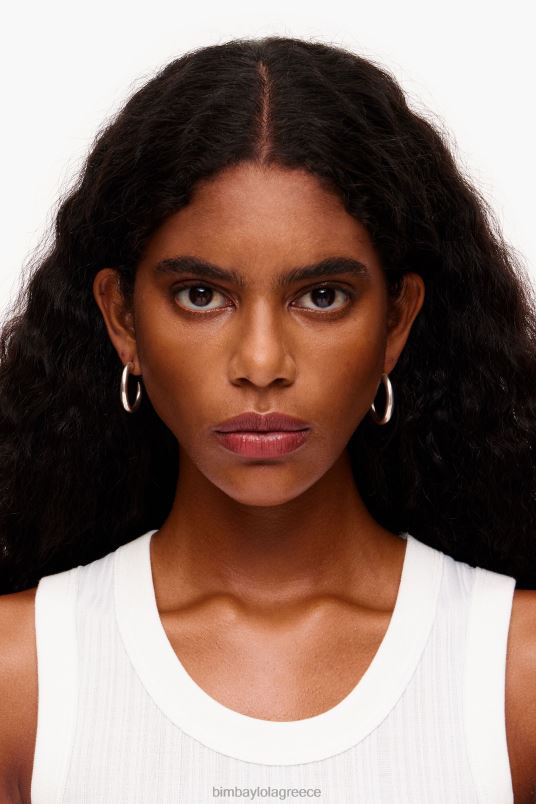 αξεσουάρ Bimba Y Lola ματ μάξι σκουλαρίκια κρίκοι L2L28759 ασήμι