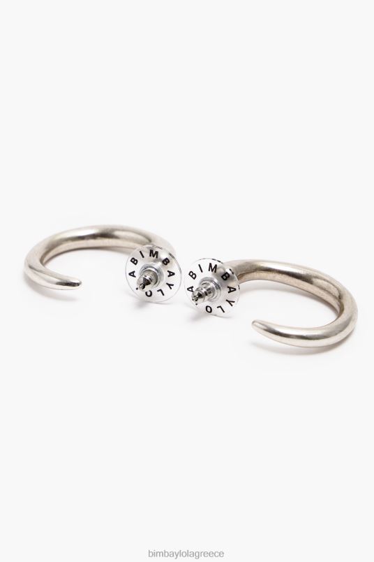αξεσουάρ Bimba Y Lola ματ μάξι σκουλαρίκια κρίκοι L2L28759 ασήμι