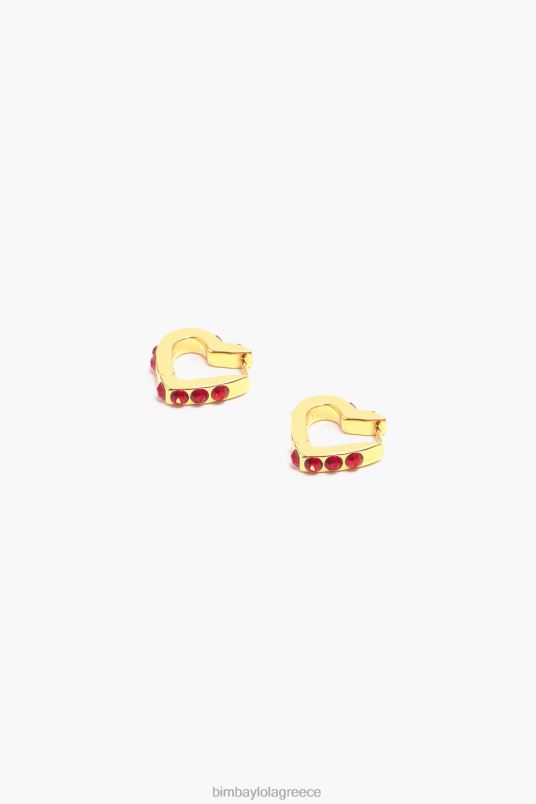 αξεσουάρ Bimba Y Lola Σκουλαρίκια κρίκοι κρύσταλλα καρδιά L2L28779 το κόκκινο