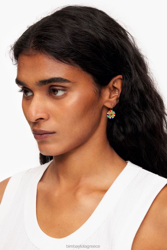 αξεσουάρ Bimba Y Lola σκουλαρίκια κρίκοι με μικρές πέτρες L2L28780 πολύχρωμο