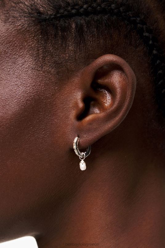 αξεσουάρ Bimba Y Lola κρυστάλλινα μαργαριταρένια σκουλαρίκια L2L28783 ασήμι