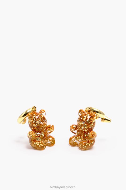 αξεσουάρ Bimba Y Lola Σκουλαρίκια με μακριά ρητίνη αρκουδάκι L2L28796 χρυσός