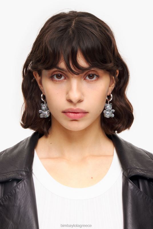 αξεσουάρ Bimba Y Lola σκουλαρίκια αρκουδάκι από μακριά ρητίνη L2L28797 ασήμι