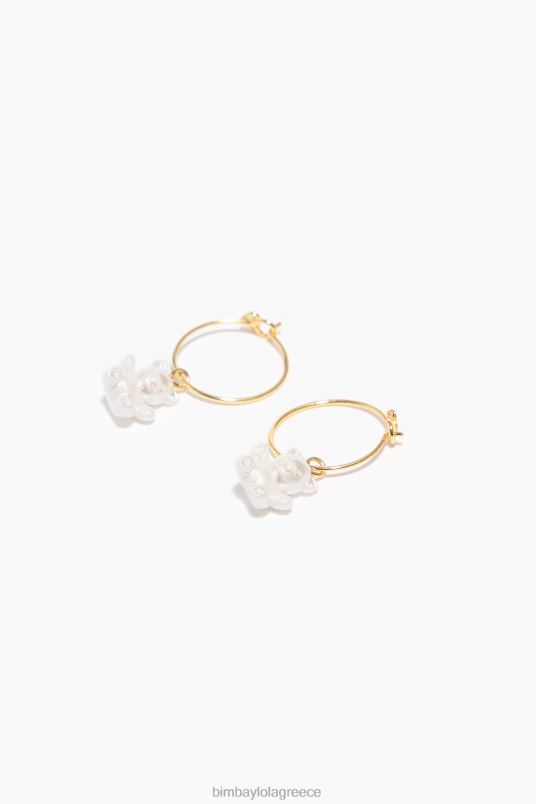 αξεσουάρ Bimba Y Lola μαργαριταρένια σκουλαρίκια με κρίκο αρκουδάκι L2L28802 χρυσαφένιος