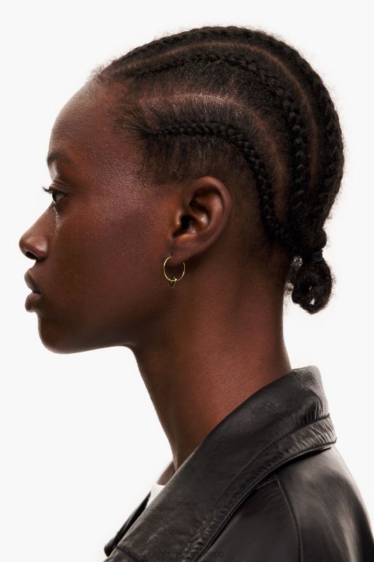 αξεσουάρ Bimba Y Lola Σκουλαρίκια κρίκοι με λογότυπο εμαγιέ L2L28827 μαύρος