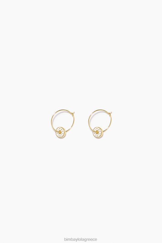 αξεσουάρ Bimba Y Lola Σκουλαρίκια κρίκοι με λογότυπο εμαγιέ L2L28828 άσπρο