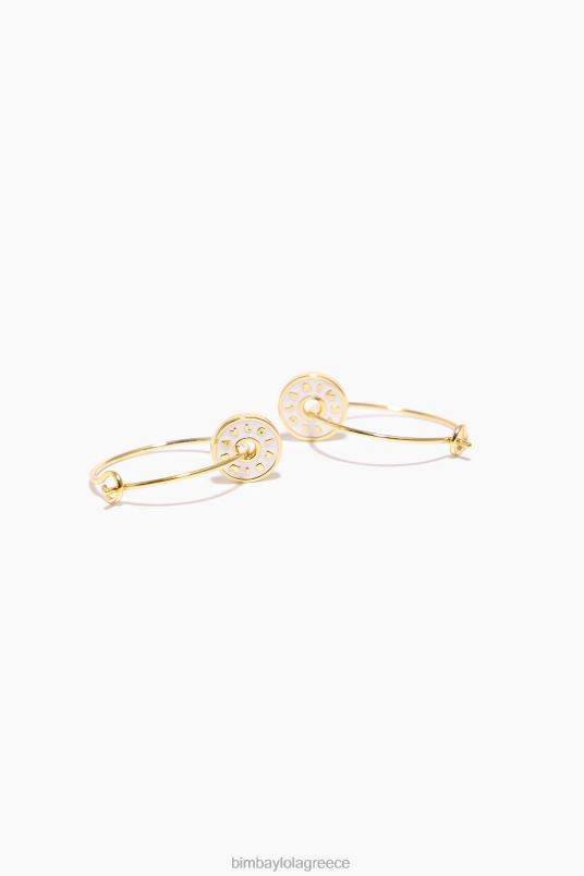 αξεσουάρ Bimba Y Lola Σκουλαρίκια κρίκοι με λογότυπο εμαγιέ L2L28828 άσπρο